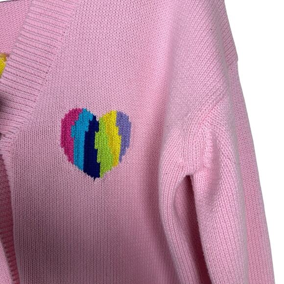 Olivia Rubin Intarsia Heart Flora Pink Cardigan Small - Picture 4 of 10